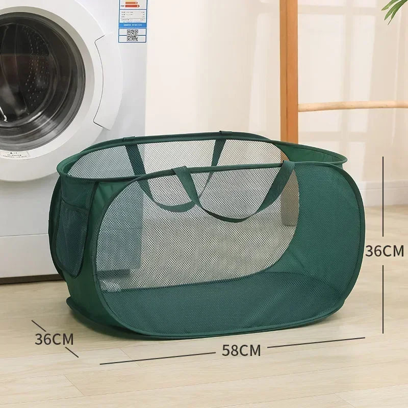 Collapsible Laundry Hamper with Pocket and Sturdy Frame