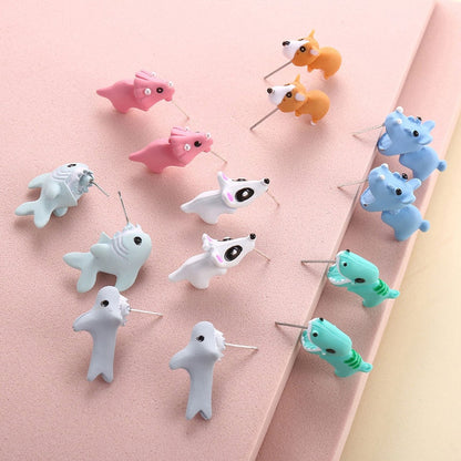 Fun Animal Face Cartoon Stud Earrings
