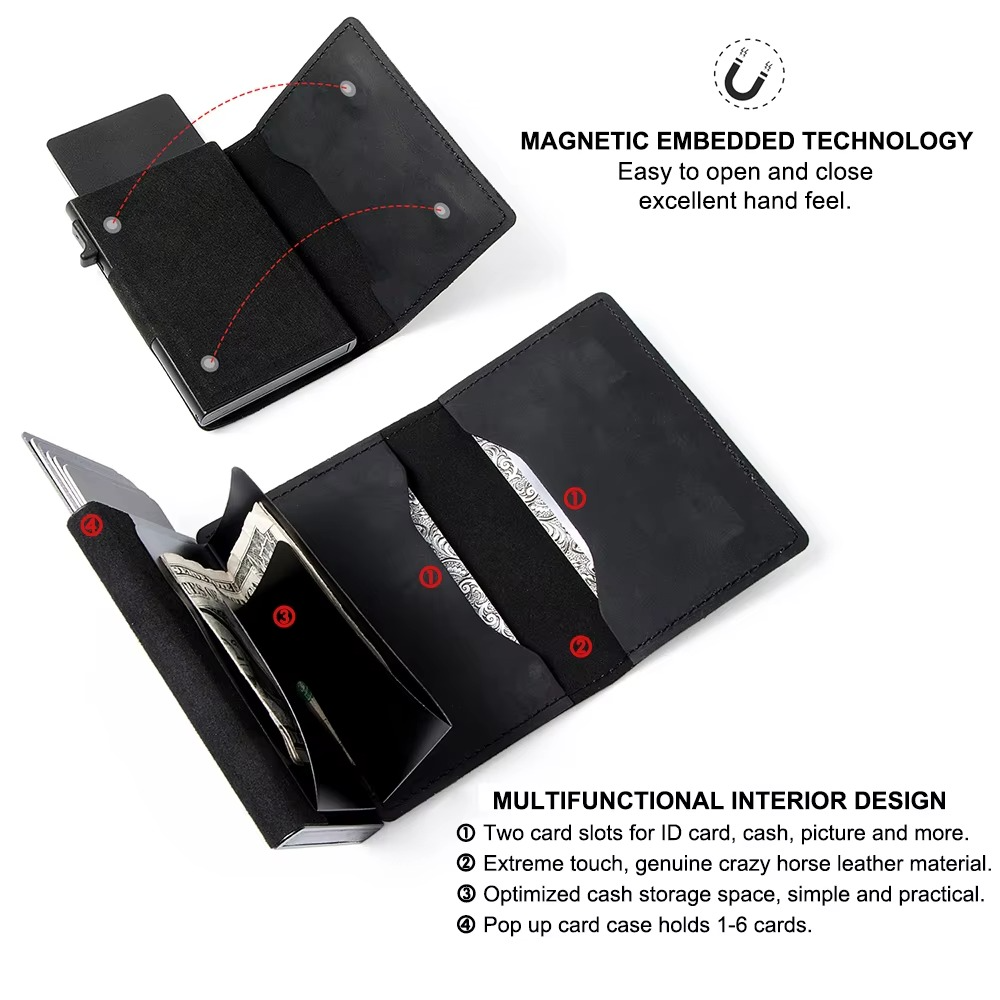 Slim RFID Leather Wallet with Card Slot & Tracker Pocket