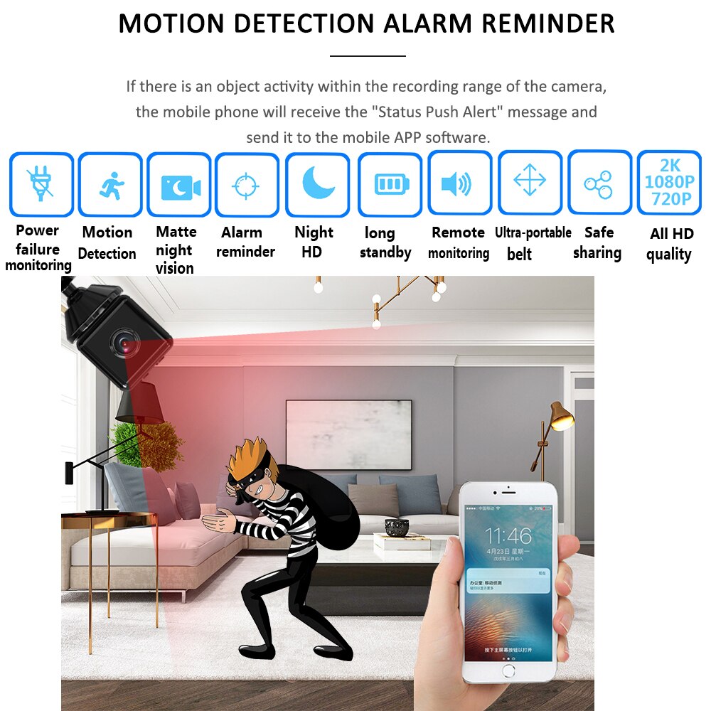 2K WiFi Security Camera – Indoor Motion Detection Cam with Infrared Night Vision