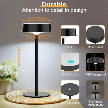 Rechargeable Solar Table Lamp LED, Waterproof and Dimmable