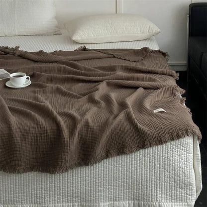 Cozy Plain Cotton Throw Blanket