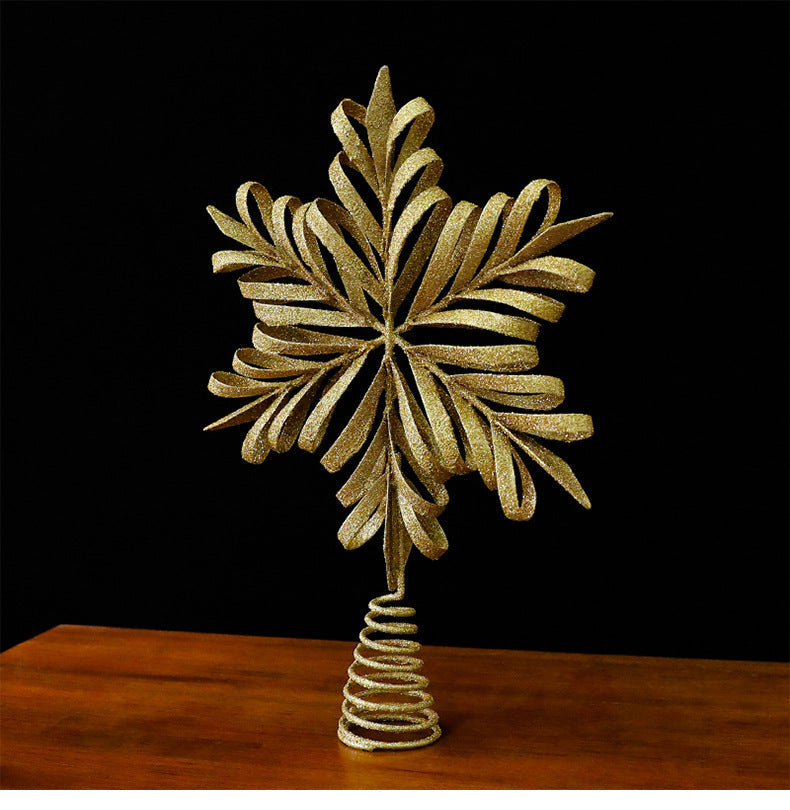 Metallic Snowflake Christmas Tree Star Decoration