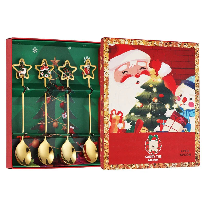 Silver Plated Holiday Coffee Stirrer Spoon Set