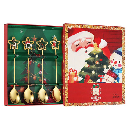 Silver Plated Holiday Coffee Stirrer Spoon Set