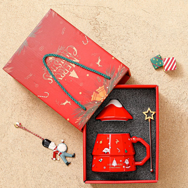 Colourful Holiday Tree Handle Coffee Mug - Yeezlab