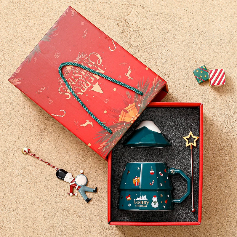 Colourful Holiday Tree Handle Coffee Mug