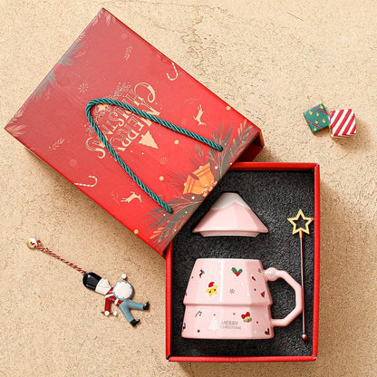 Colourful Holiday Tree Handle Coffee Mug