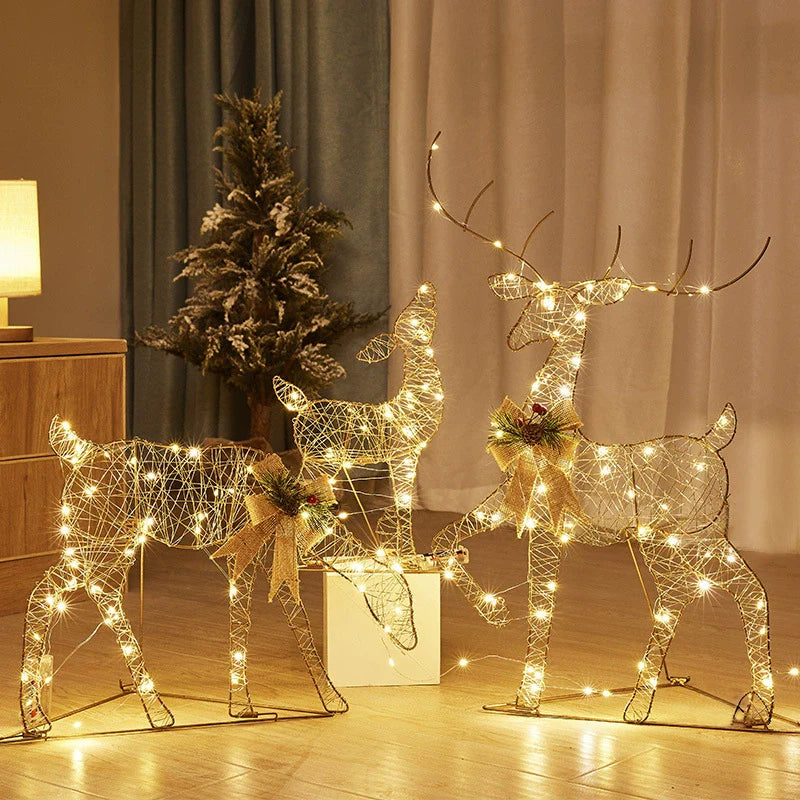Festive Metal LED Reindeer Sleigh Decoration