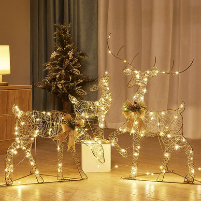 Festive Metal LED Reindeer Sleigh Decoration