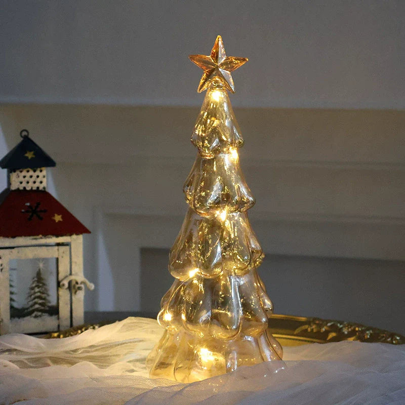 Small Sparkling Glass Xmas Tree Decoration