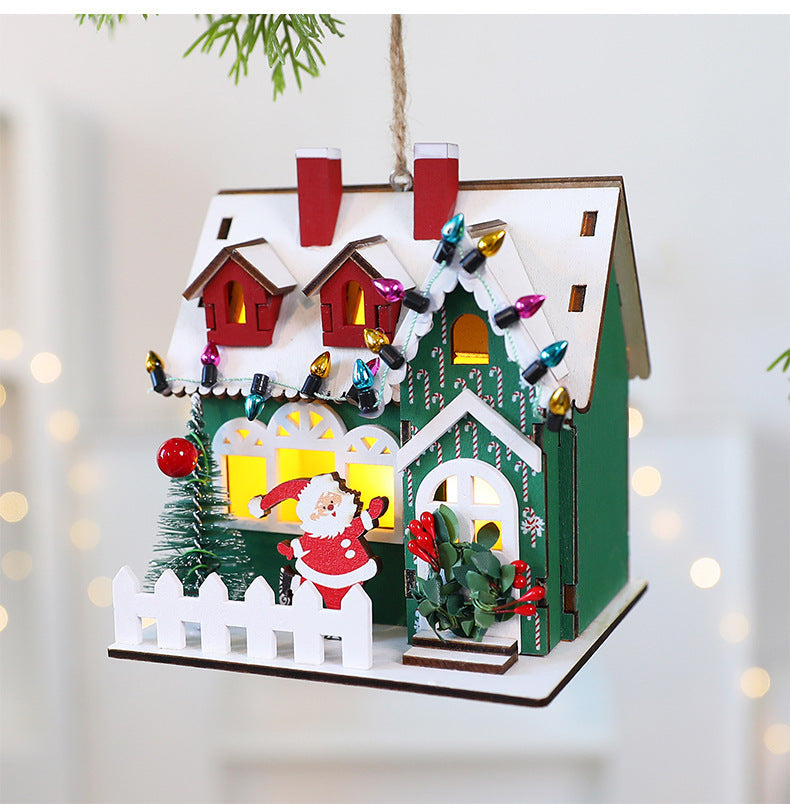Small Wooden Holiday House Decor Ornament