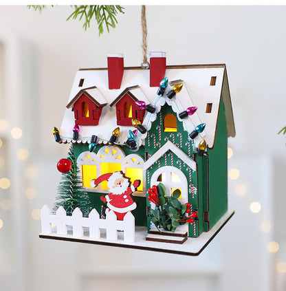 Small Wooden Holiday House Decor Ornament