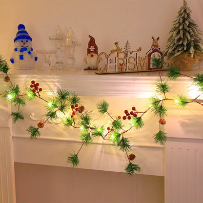 Festive Holiday Berry Pinecone String Lights - Yeezlab