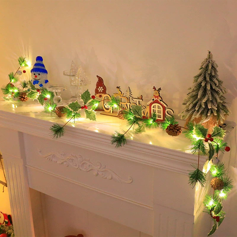 Festive Holiday Berry Pinecone String Lights