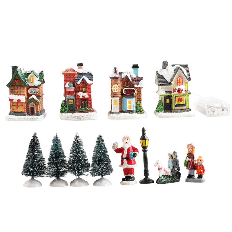 Small Glow Resin Christmas Village Set