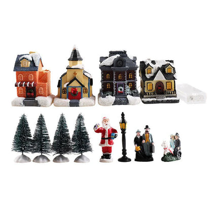 Small Glow Resin Christmas Village Set