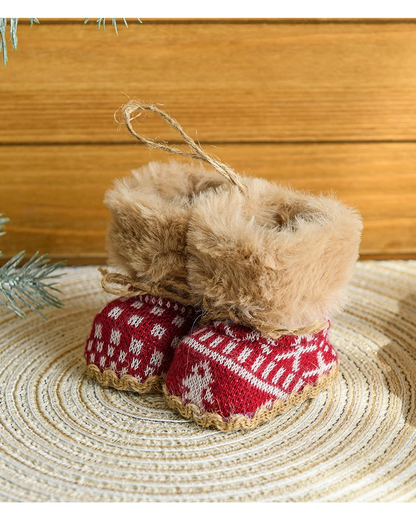Miniature Festive Fabric Boot Tree Decoration