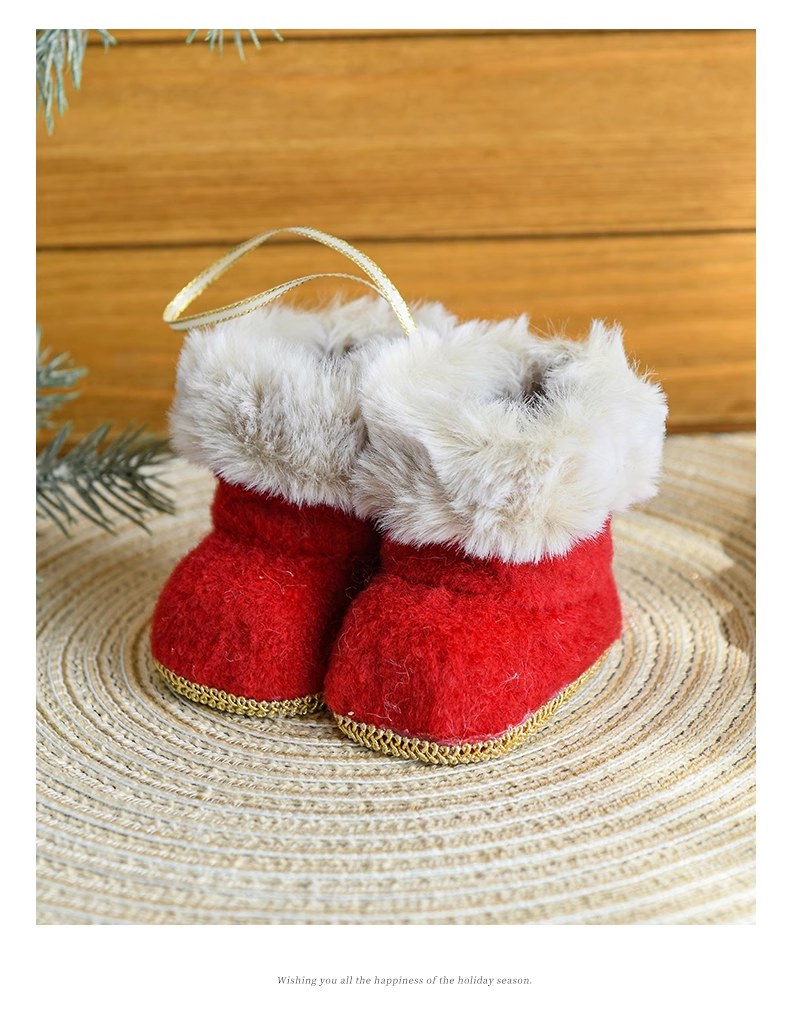 Miniature Festive Fabric Boot Tree Decoration