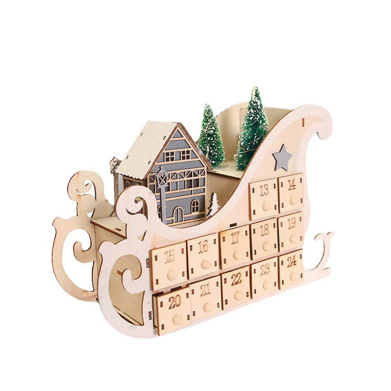 Traditional Holiday Countdown Wooden Calendar