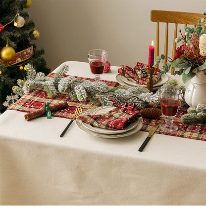 Red Checked Holiday Table Decoration Runner