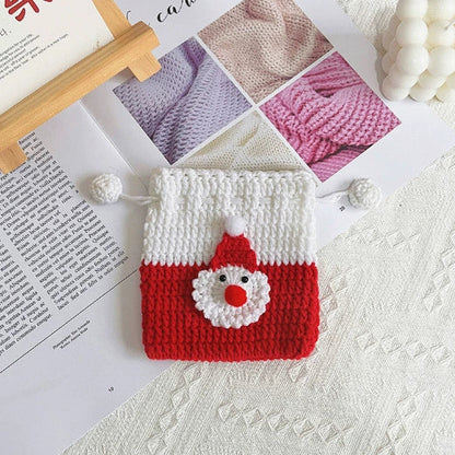 Homemade Knit Holiday Red Gift Sack