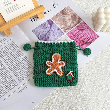 Homemade Knit Holiday Red Gift Sack