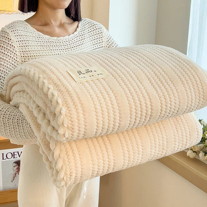 Cozy Plush Throw Blanket Soft Checkered Design