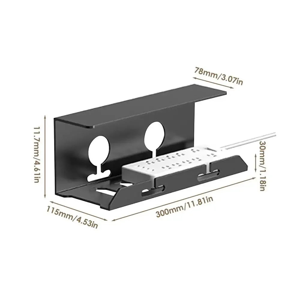 Space-Saving Under Desk Cable Organizer Black Steel Tray - Yeezlab