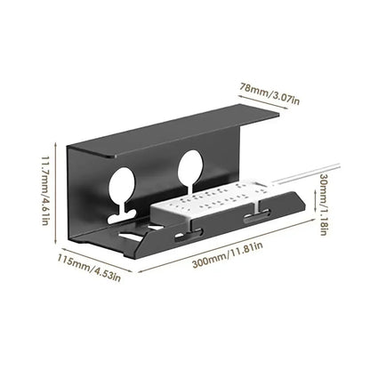 Space-Saving Under Desk Cable Organizer Black Steel Tray - Yeezlab