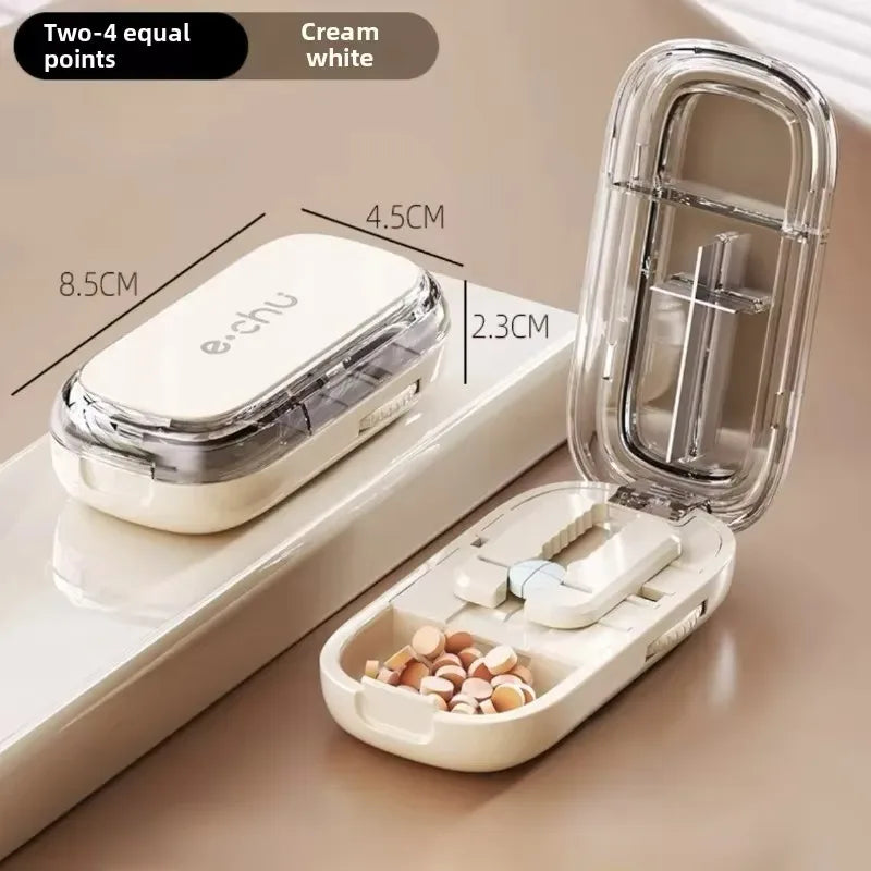 Portable Compact Pill Box Cutter Container