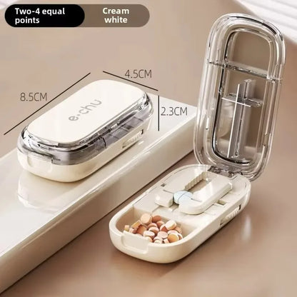 Portable Compact Pill Box Cutter Container