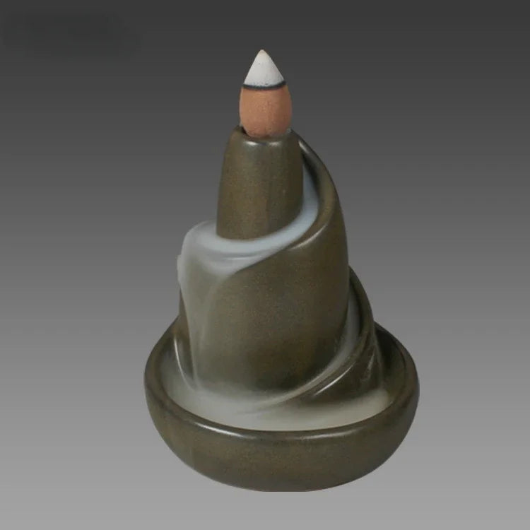 Dark Grey Ceramic Waterfall Incense Burner - Yeezlab