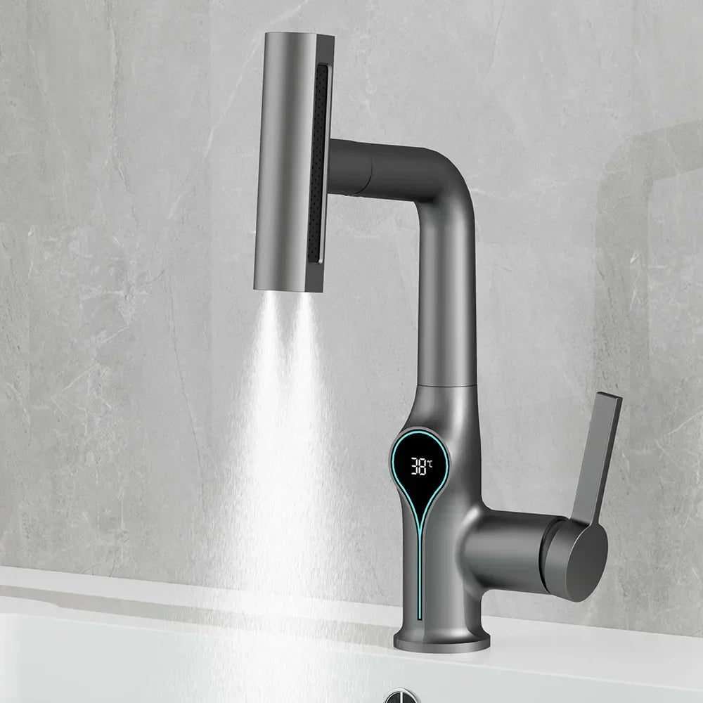 Modern Bathroom Faucet with Touch Display and Spray Nozzle