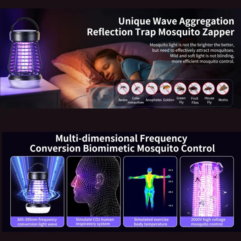 Portable 4-in-1 Camping Lamp with Bug Zapper