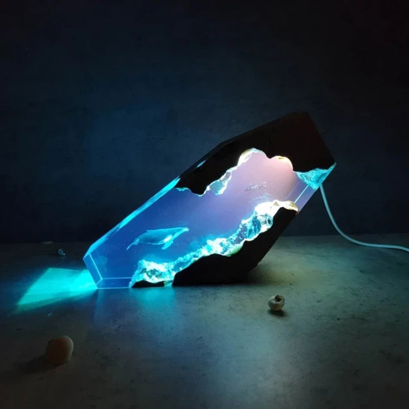 Ocean Blue Diving Man Table Lamp Decor