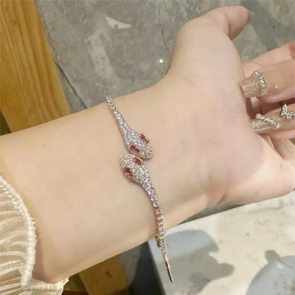 Sparkling Zircon Adjustable Snake Chain Bracelet
