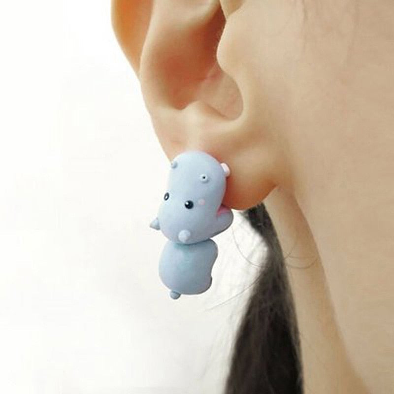 Fun Animal Face Cartoon Stud Earrings