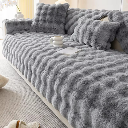 Soft Faux Fur Sofa Cover with Non Slip Bottom
