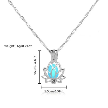 Glowing Moonlight Lotus Pendant Necklace