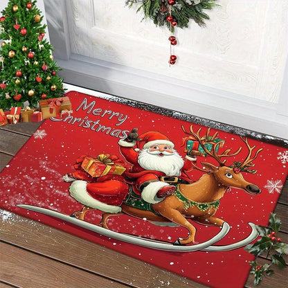 Holiday Cheer Christmas Doormat Santa Gingerbread Design