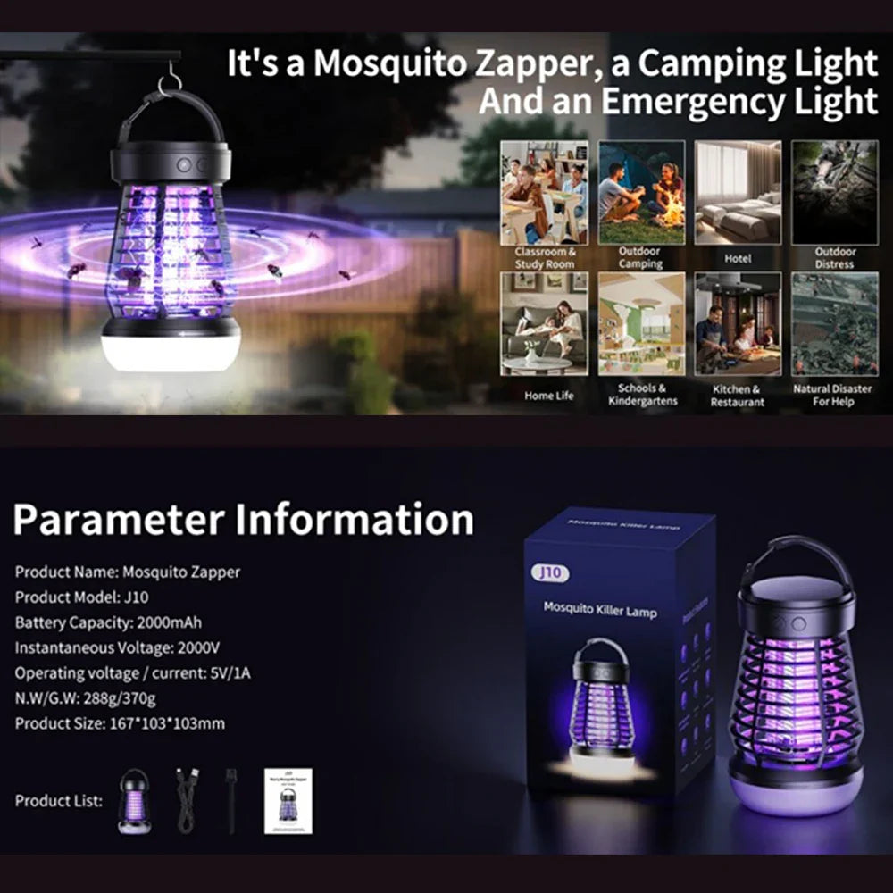 Portable 4-in-1 Camping Lamp with Bug Zapper