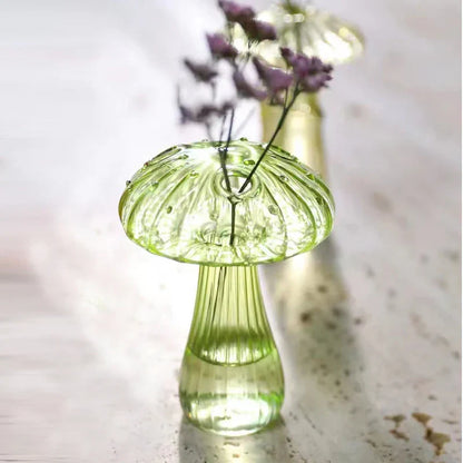 Colorful Glass Mushroom Decor Vase