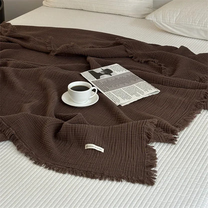 Cozy Plain Cotton Throw Blanket