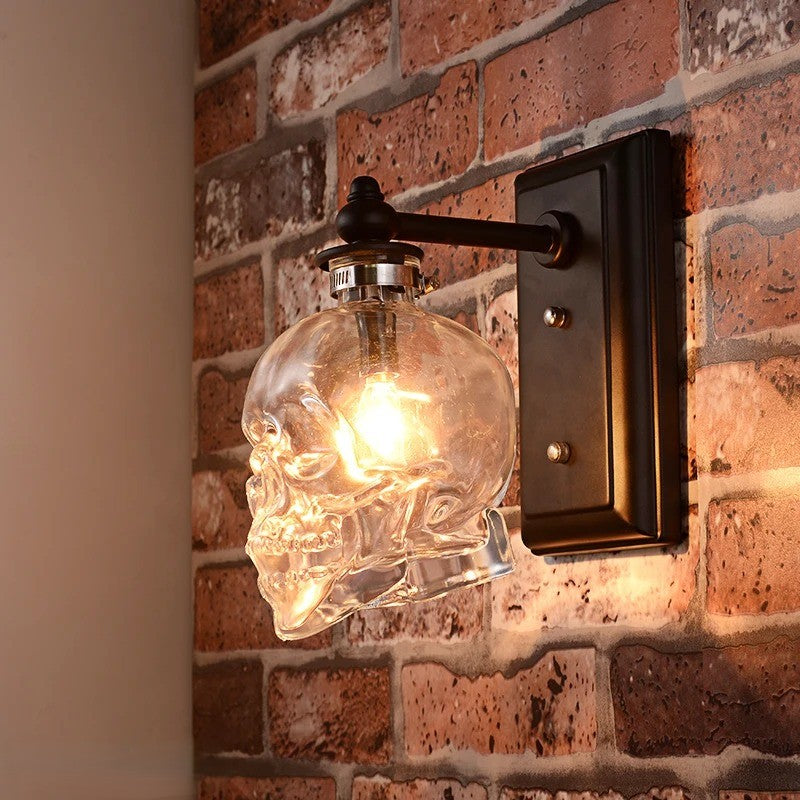 Dark Skull Vintage Glass Table Lamp