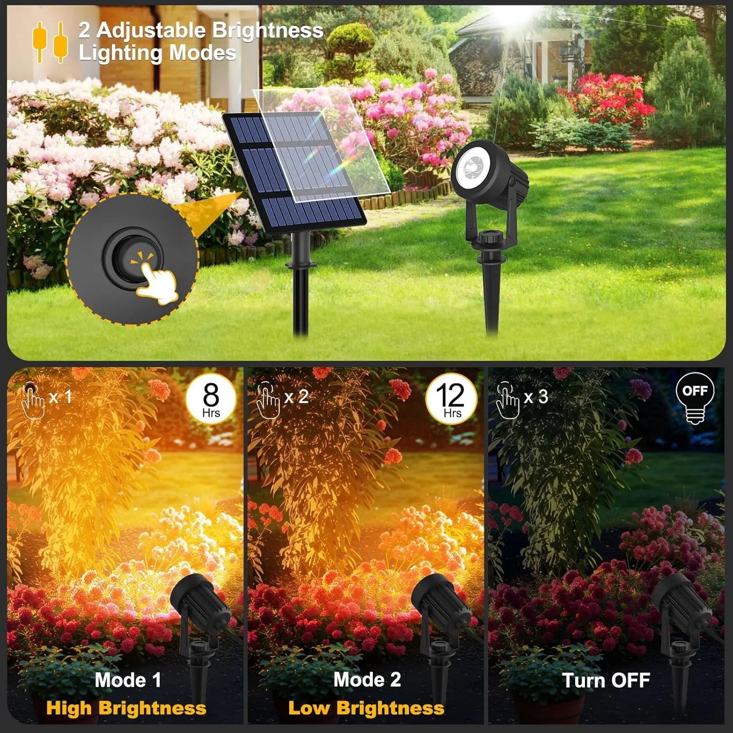 Solar Powered Garden Spotlight Duo Color LED