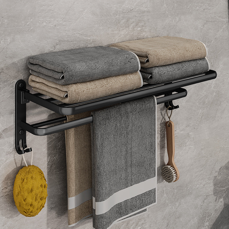 Compact Black Wall Mounted Bathroom Towel Rack