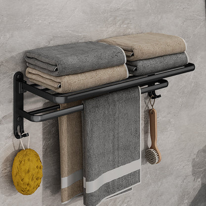 Compact Black Wall Mounted Bathroom Towel Rack