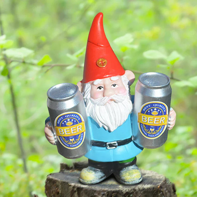 Funny Beer Garden Gnome Figurine Decoration