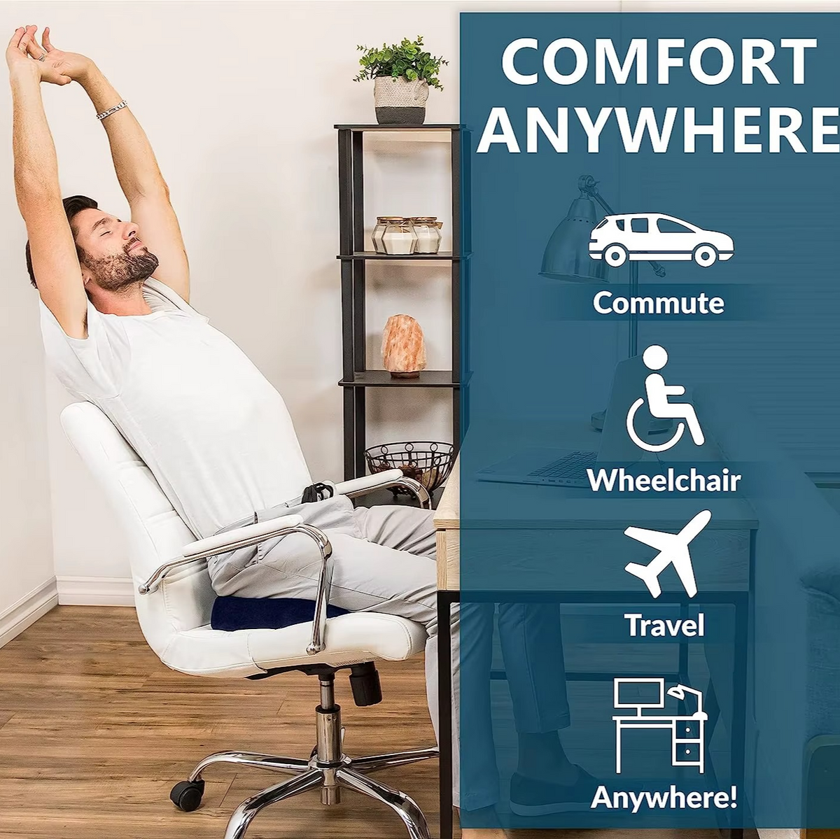 Comfortable Memory Foam Seat Cushion with Grip Bottom